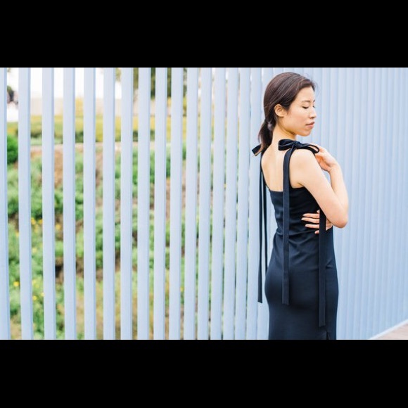 NWT Chic Navy Blue Tie Shoulder Sheath Dress - Picture 3 of 8